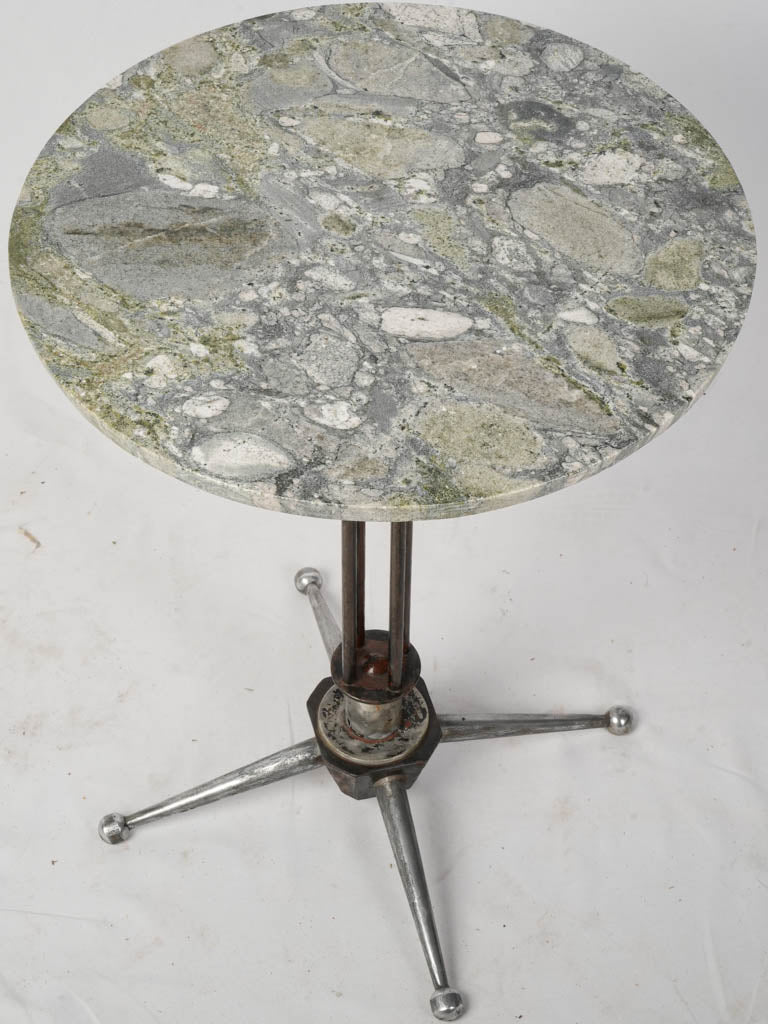 1950s Industrial Style Side Table w/ Beautiful Marble Top - 28¼"