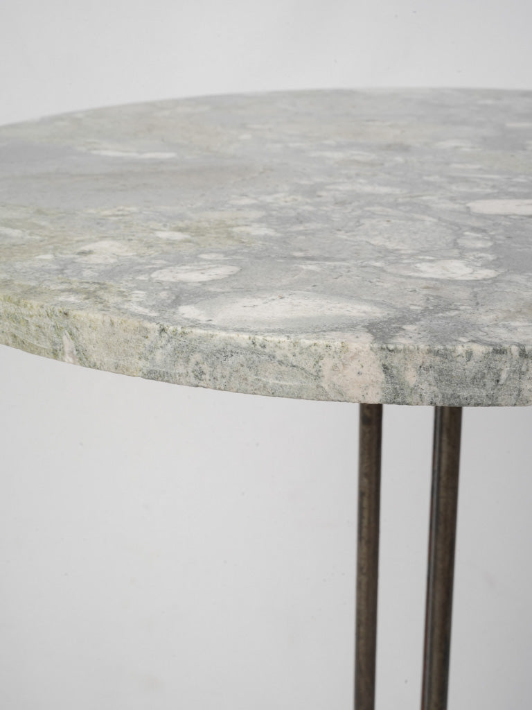 1950s Industrial Style Side Table w/ Beautiful Marble Top - 28¼"