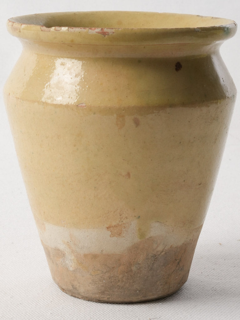 Antique Small Tapered Terracotta Pot W/ Ochre Glaze - 5½"