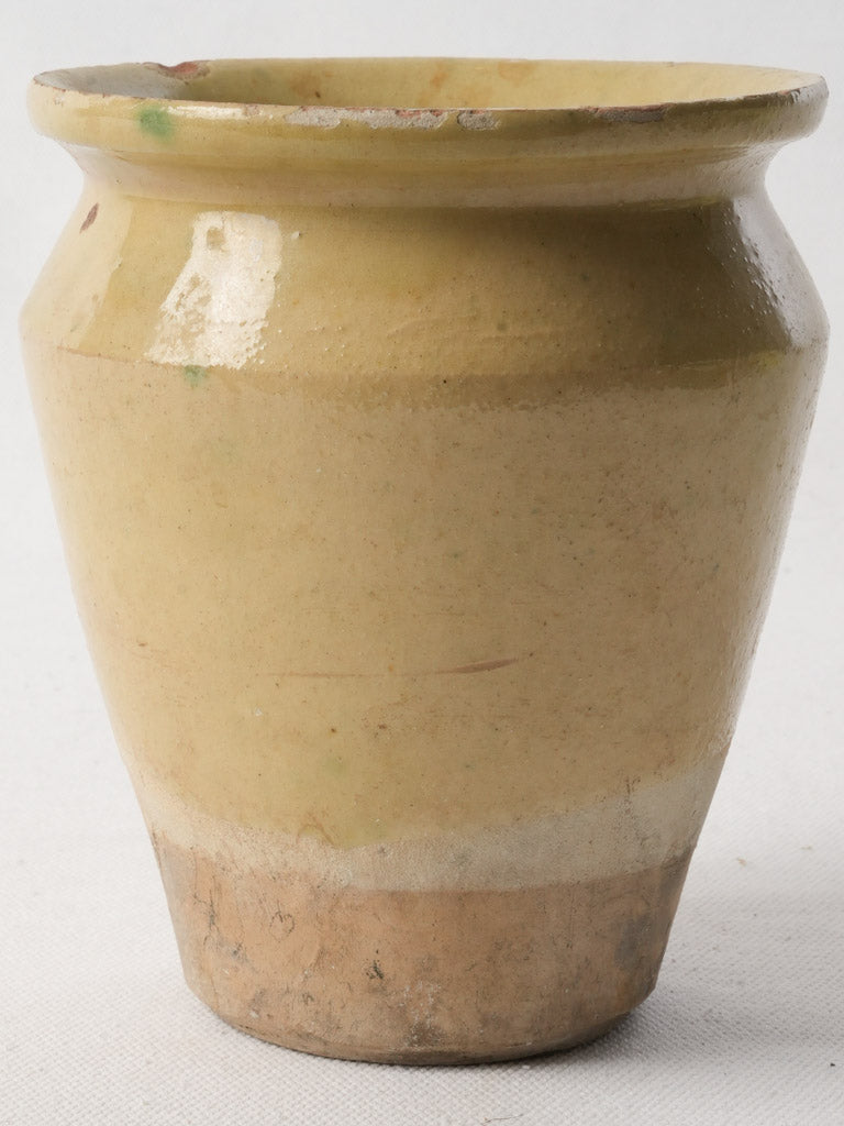 Antique Small Tapered Terracotta Pot W/ Ochre Glaze - 5½"