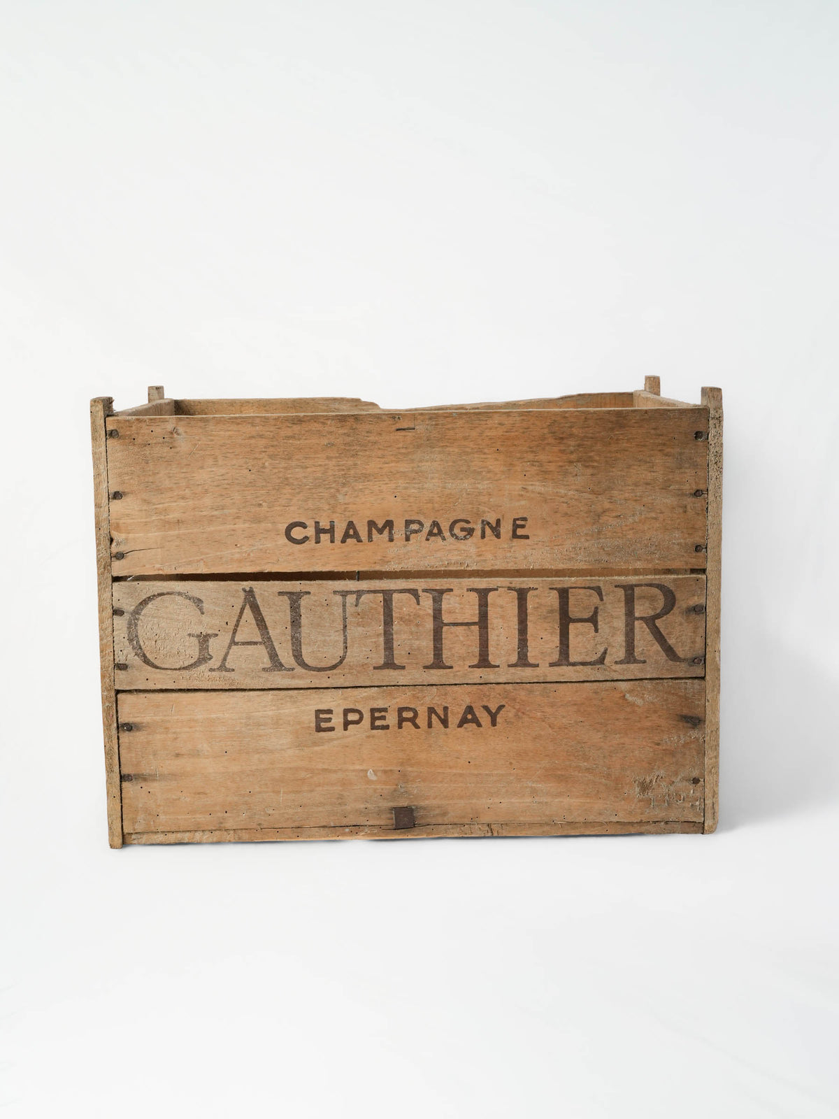 Honey-toned utilitarian storage crate