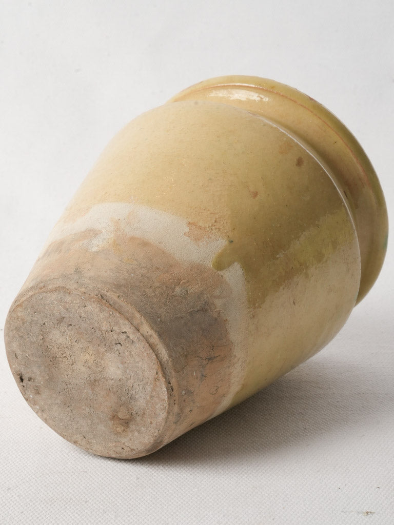 Antique Small Tapered Terracotta Pot W/ Ochre Glaze - 5½"