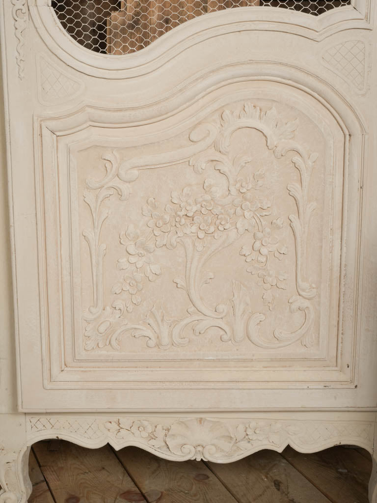 Distressed cream finish armoire
