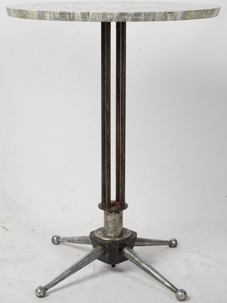 1950s Industrial Style Side Table w/ Beautiful Marble Top - 28¼"