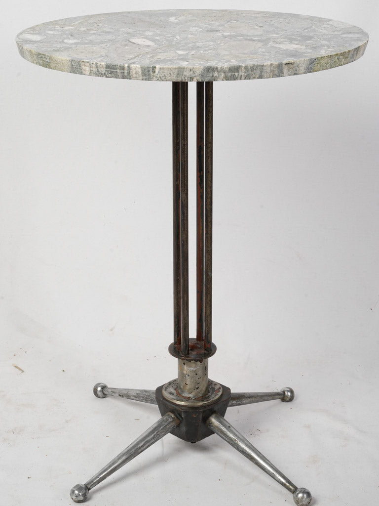 1950s Industrial Style Side Table w/ Beautiful Marble Top - 28¼"