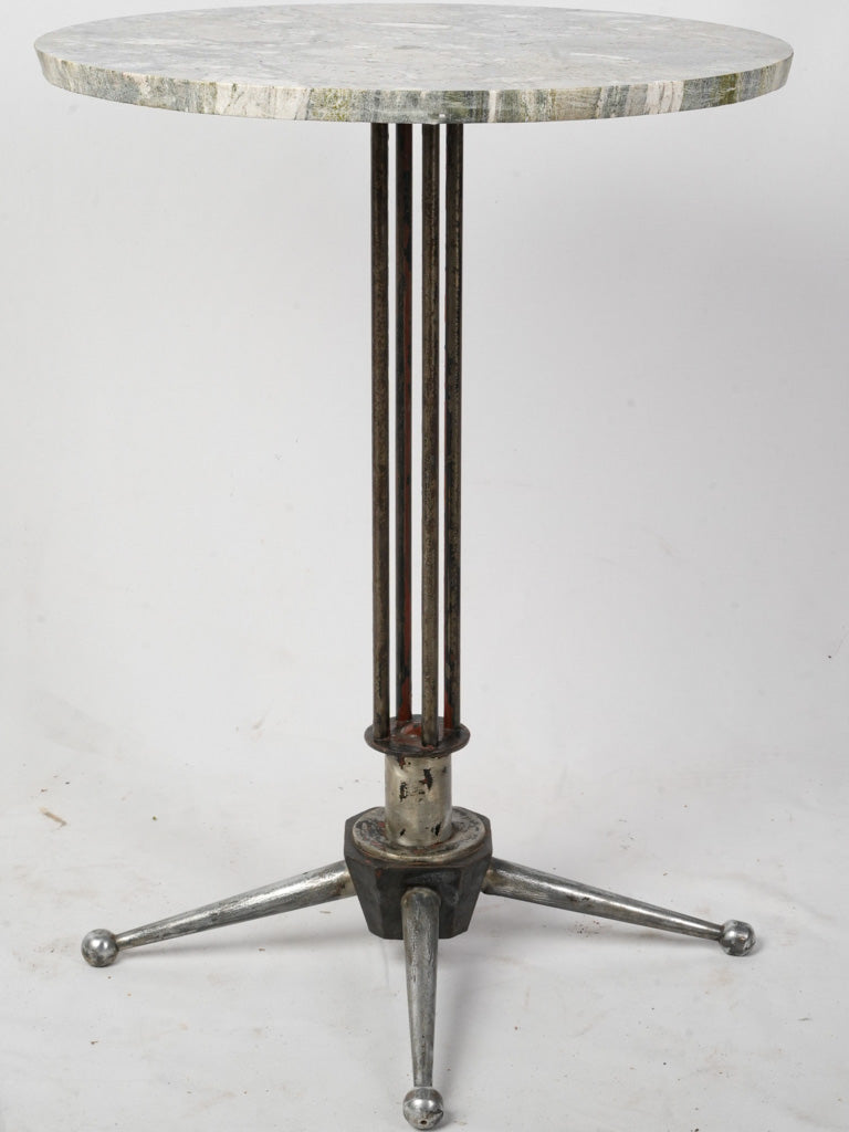 1950s Industrial Style Side Table w/ Beautiful Marble Top - 28¼"