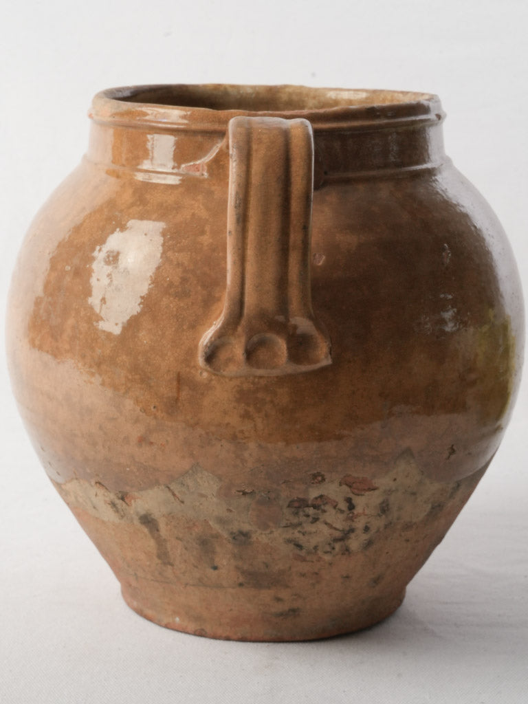 Large 19th-Century French Confit Pot From Cevennes W/ Sienna Glaze - 11"