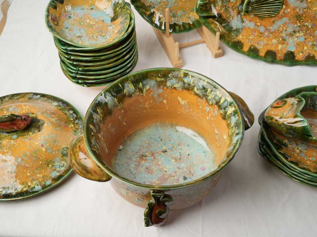 Sculptural fish-form tureen centerpiece