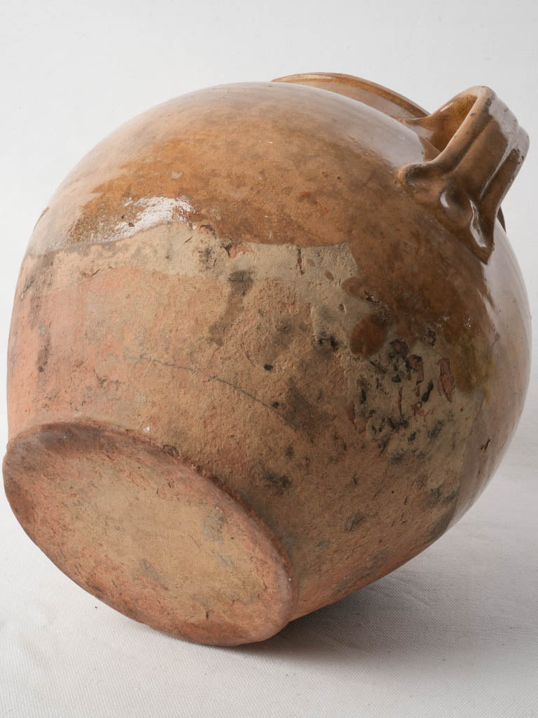 Large 19th-Century French Confit Pot From Cevennes W/ Sienna Glaze - 11"