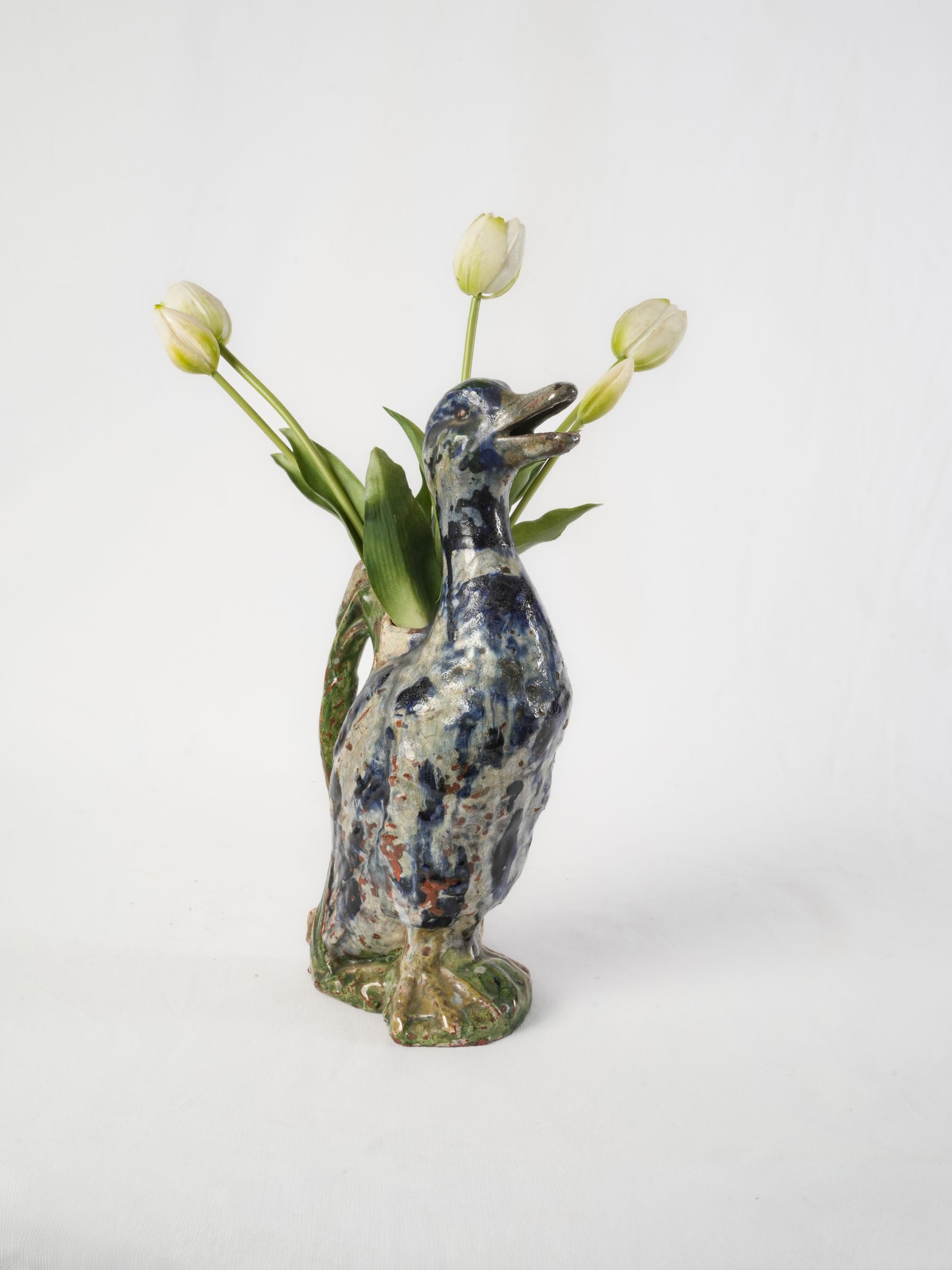 Rustic earthenware duck-shaped jug