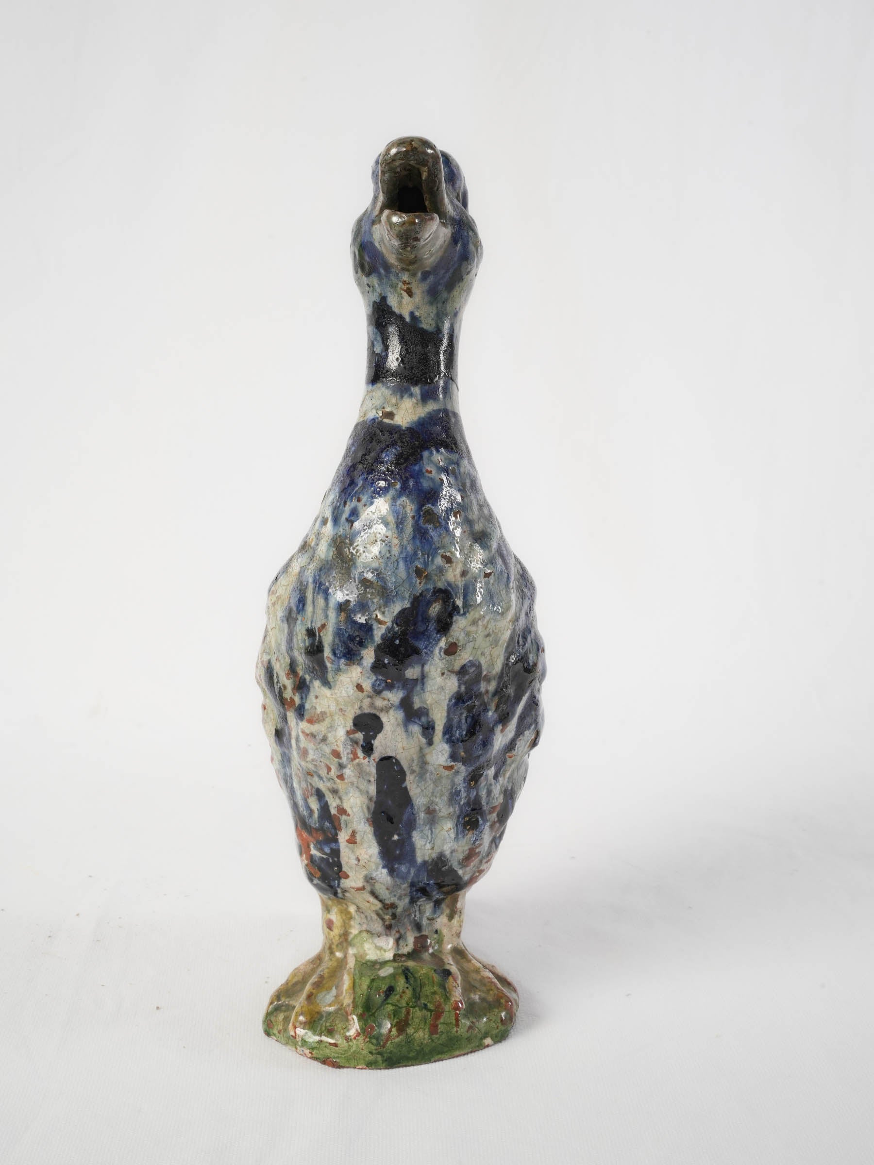 Vintage barbotine zoomorphic vase