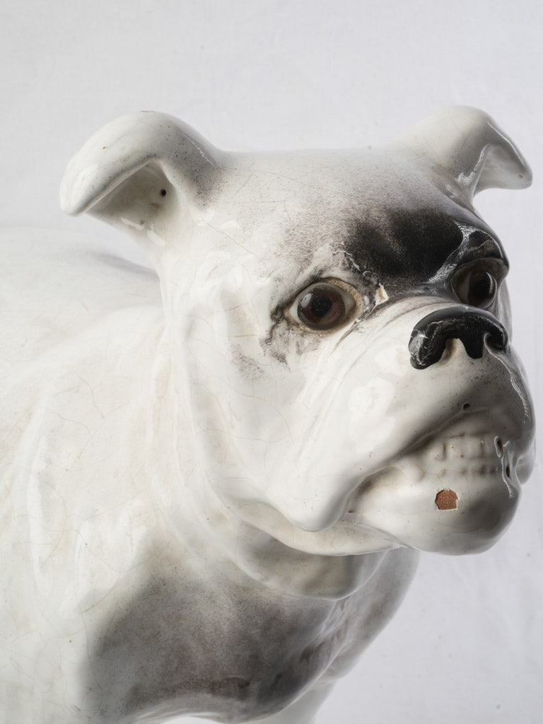 Glazed lifelike ceramic bulldog model