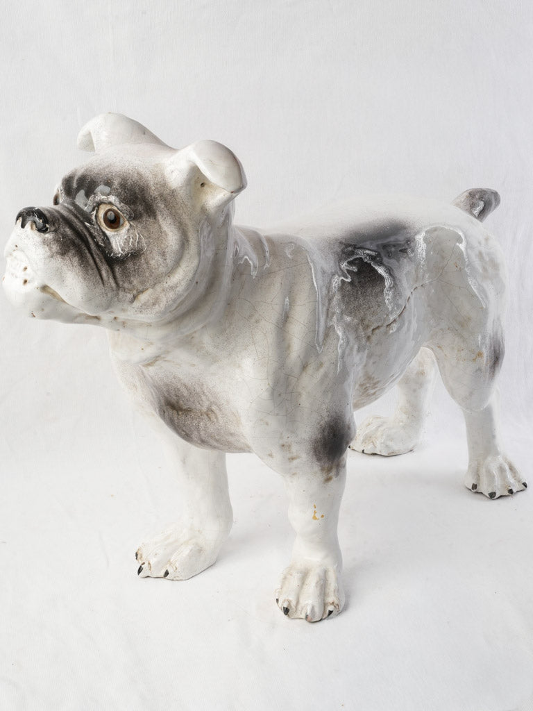Antique French earthenware bulldog sculpture