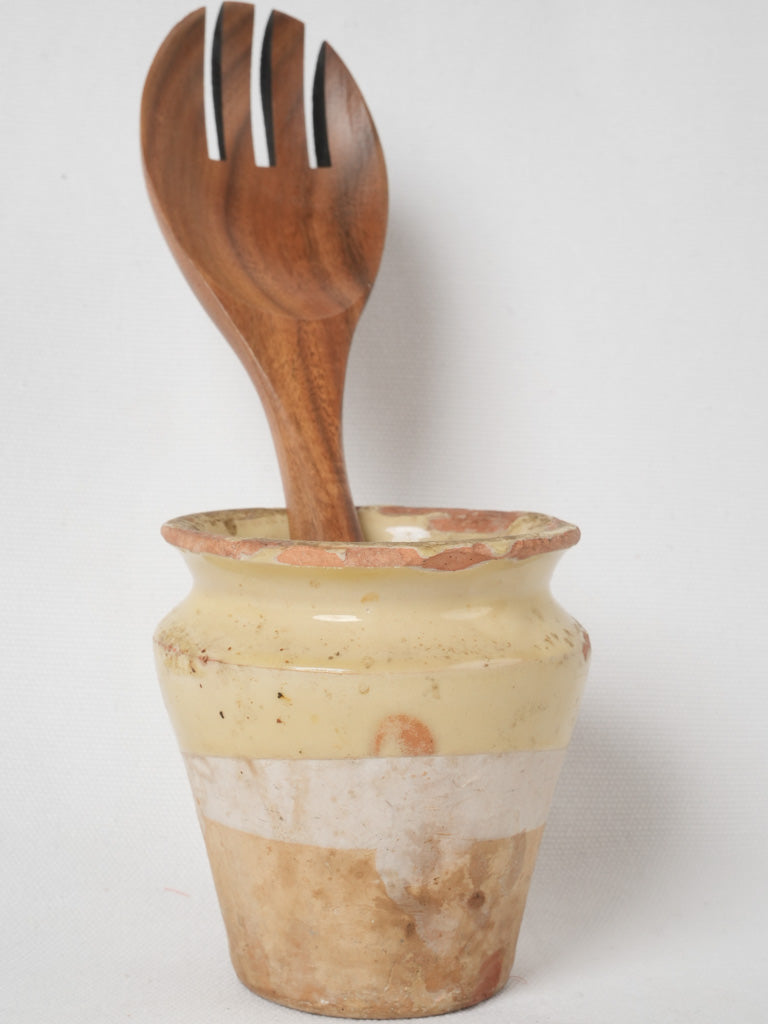 Vintage Pale Yellow Glazed Terracotta Vase