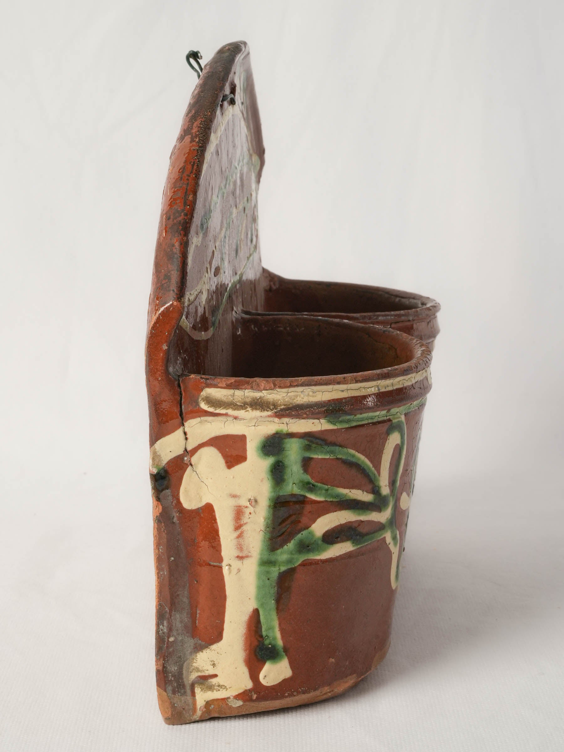 Vintage glazed ceramic utensil holder