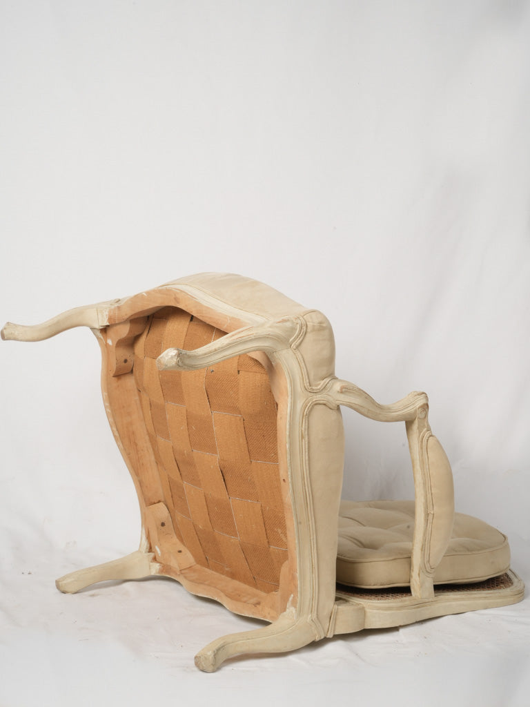 Classic french rattan back armchairs