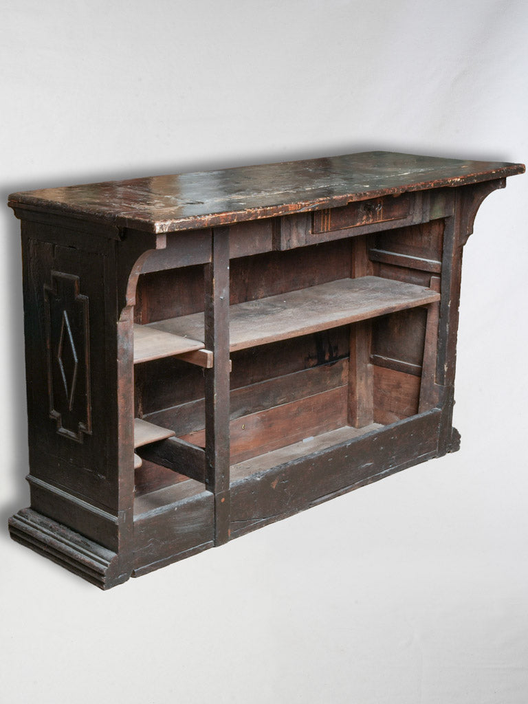 Late 19th Century Walnut-Finished Pine Store Counter with Coin Slot Detail - 57"