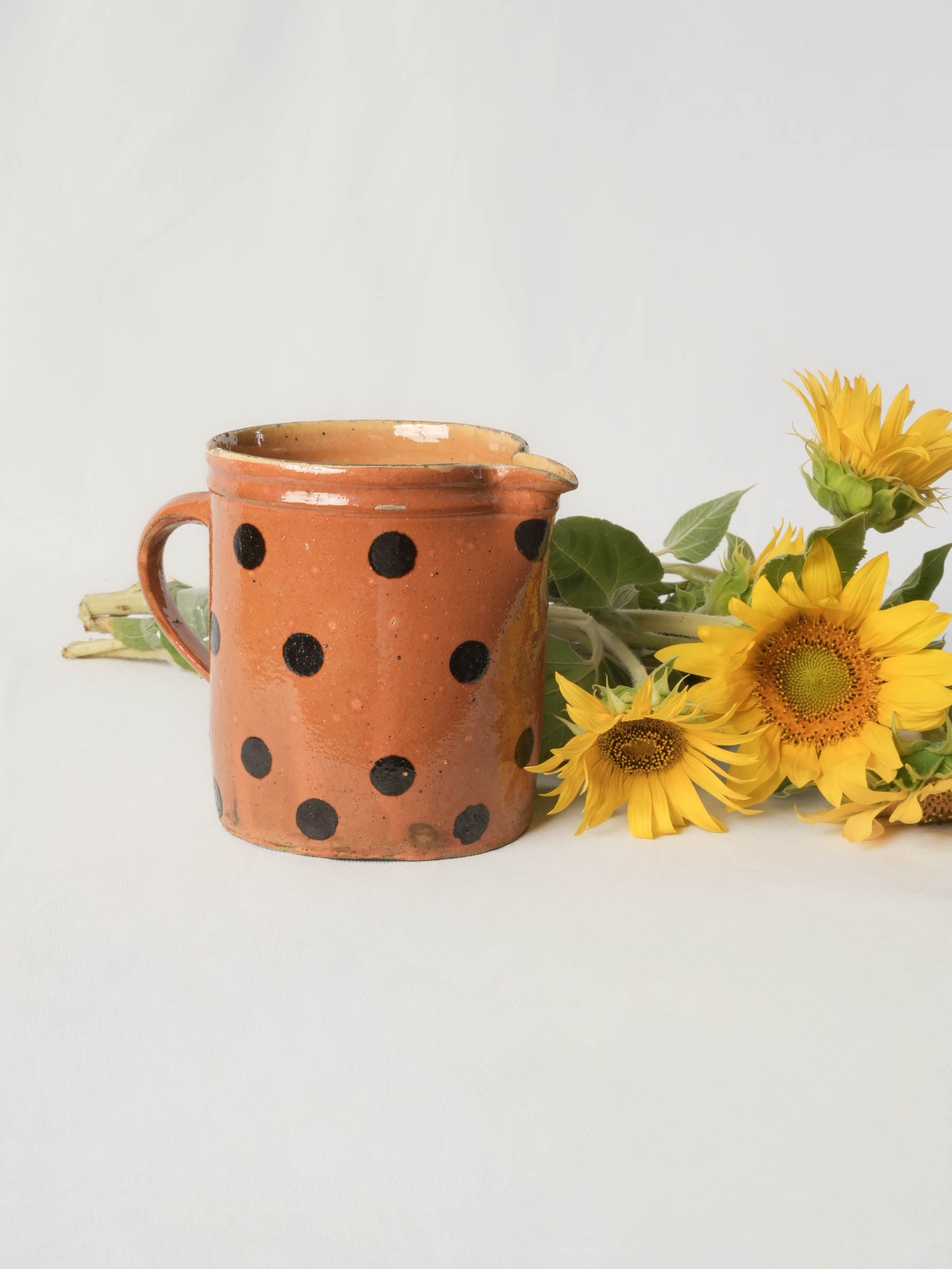 Charming antique Savoyard polka dot creamer - 6¼"