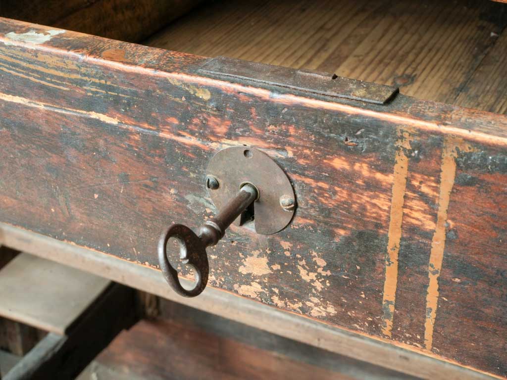 Late 19th Century Walnut-Finished Pine Store Counter with Coin Slot Detail - 57"