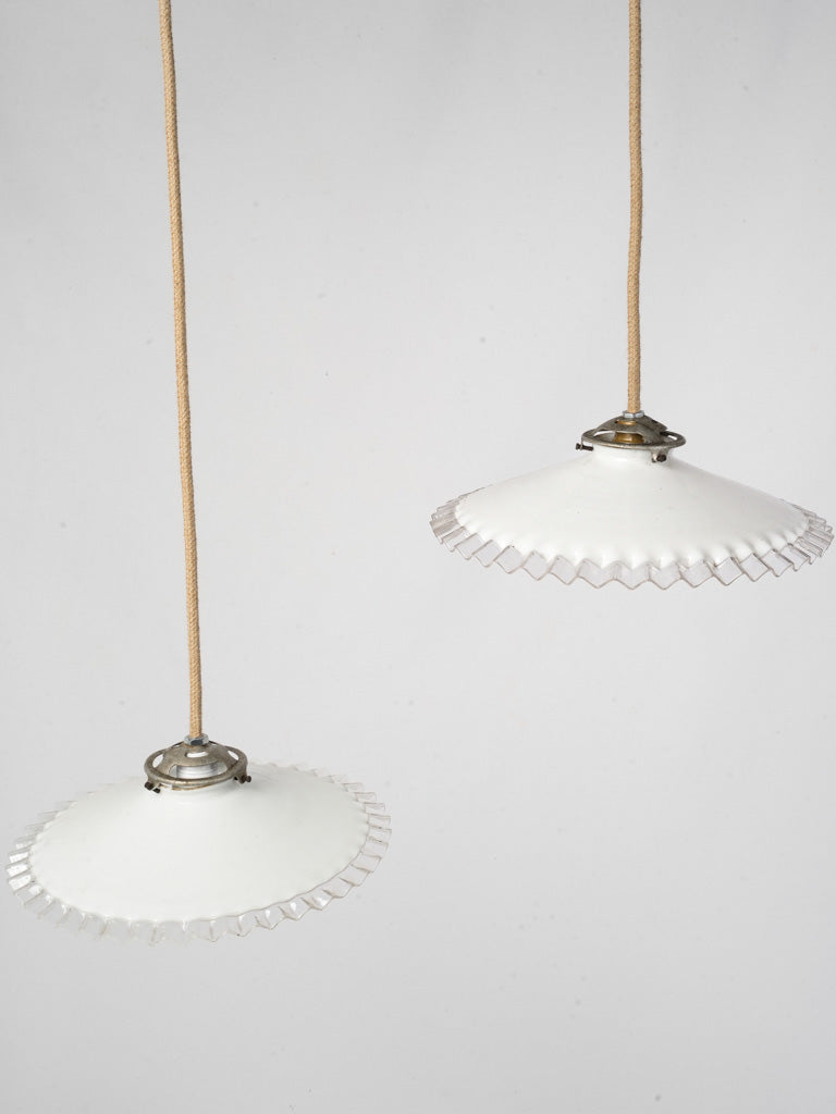 Vintage French opaline pendant lights