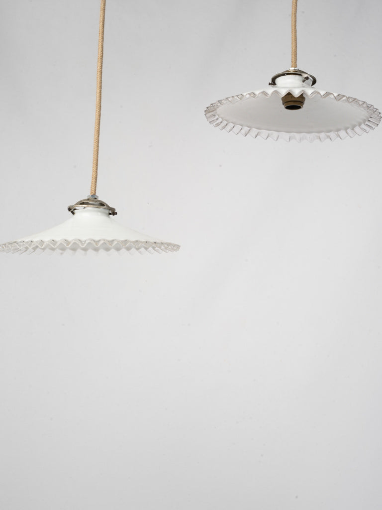 Scalloped glass vintage hanging lights  