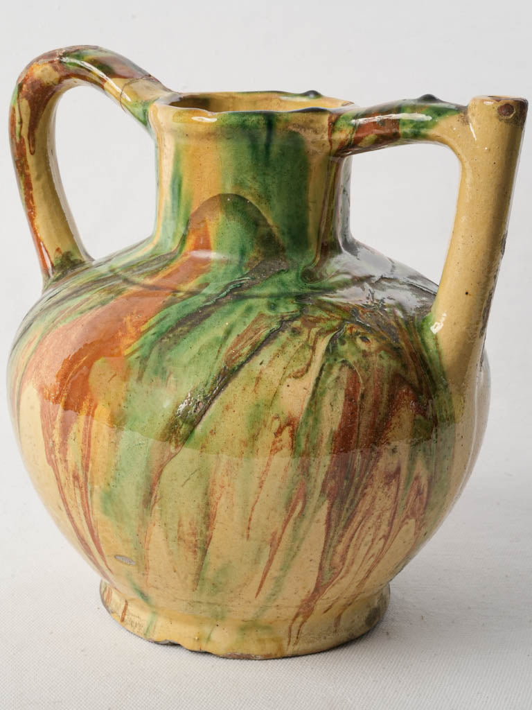 Late 19th-Century Languedoc Water Pitcher W/ Colorful Glaze - 9¾"