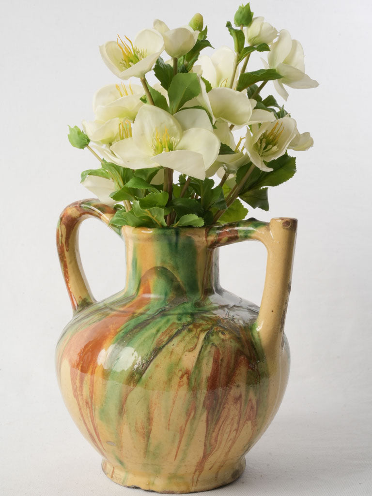 Late 19th-Century Languedoc Water Pitcher W/ Colorful Glaze - 9¾"