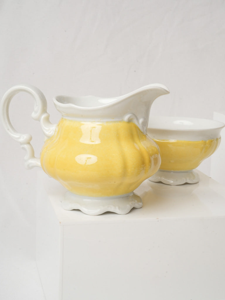 Cheerful Mid-20th Century Yellow Porcelain Tea Service for Six