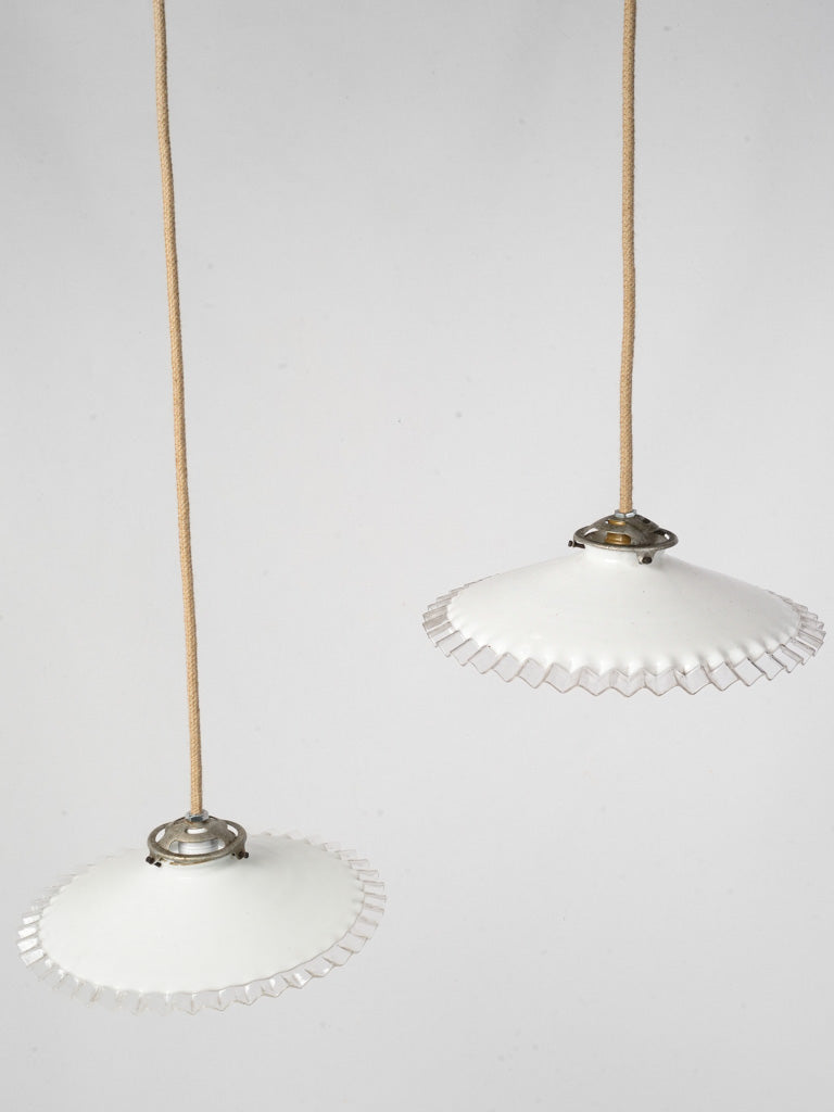 Charming opaline glass pendant pair  