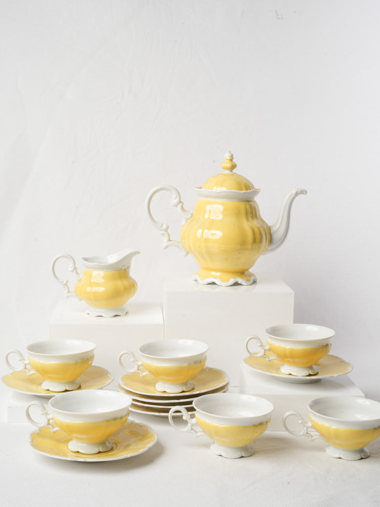 Cheerful Mid-20th Century Yellow Porcelain Tea Service for Six