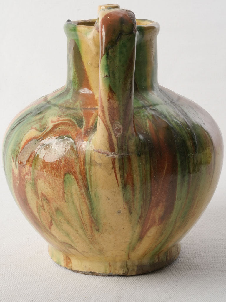 Late 19th-Century Languedoc Water Pitcher W/ Colorful Glaze - 9¾"