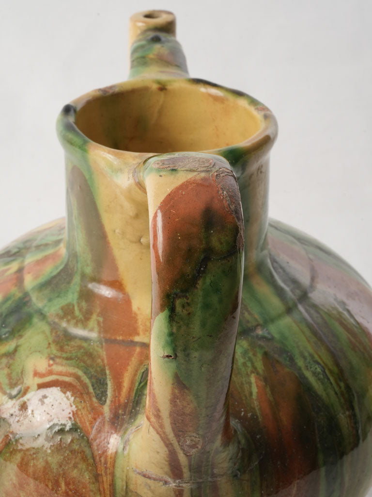 Late 19th-Century Languedoc Water Pitcher W/ Colorful Glaze - 9¾"