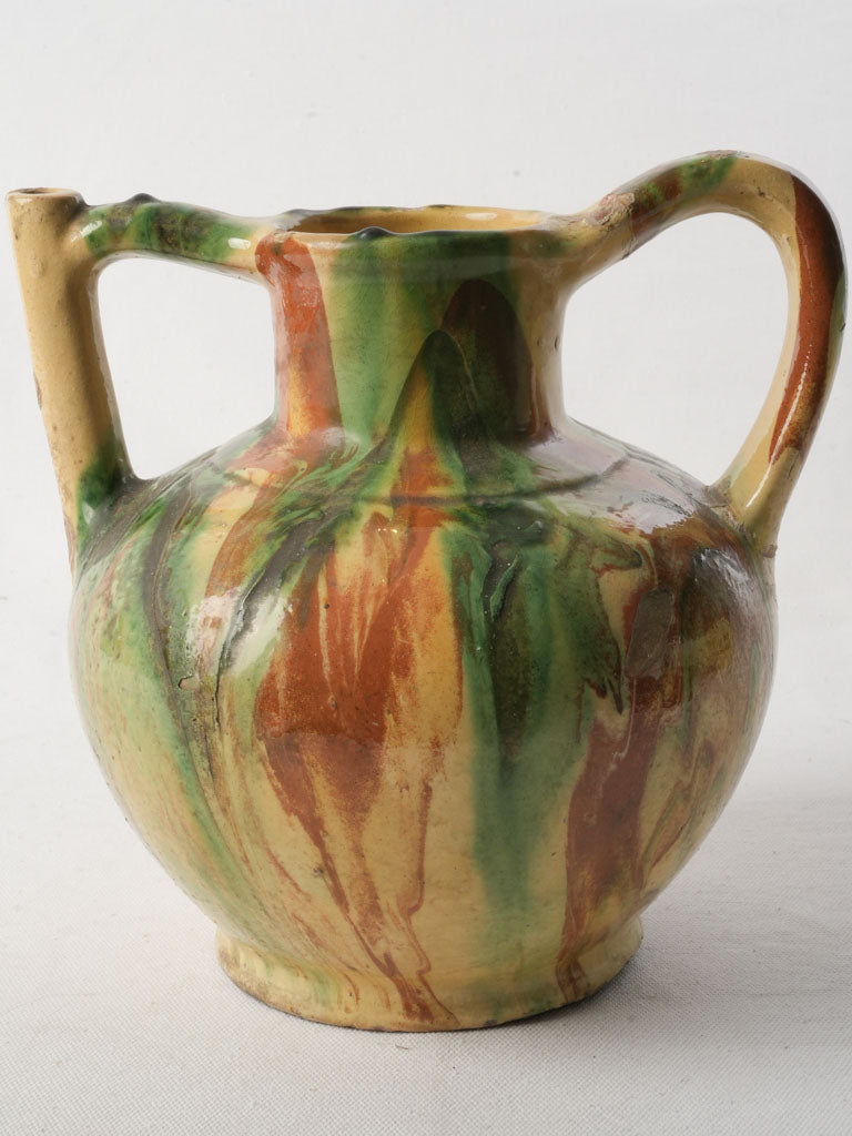 Late 19th-Century Languedoc Water Pitcher W/ Colorful Glaze - 9¾"