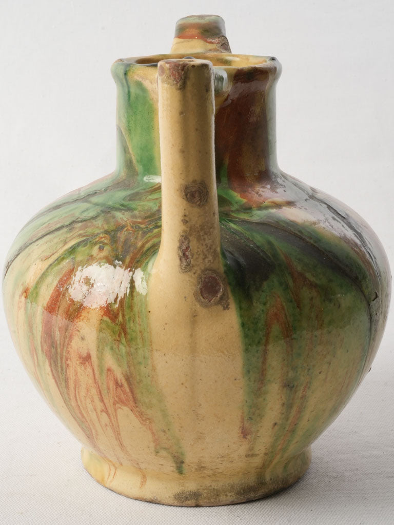 Late 19th-Century Languedoc Water Pitcher W/ Colorful Glaze - 9¾"