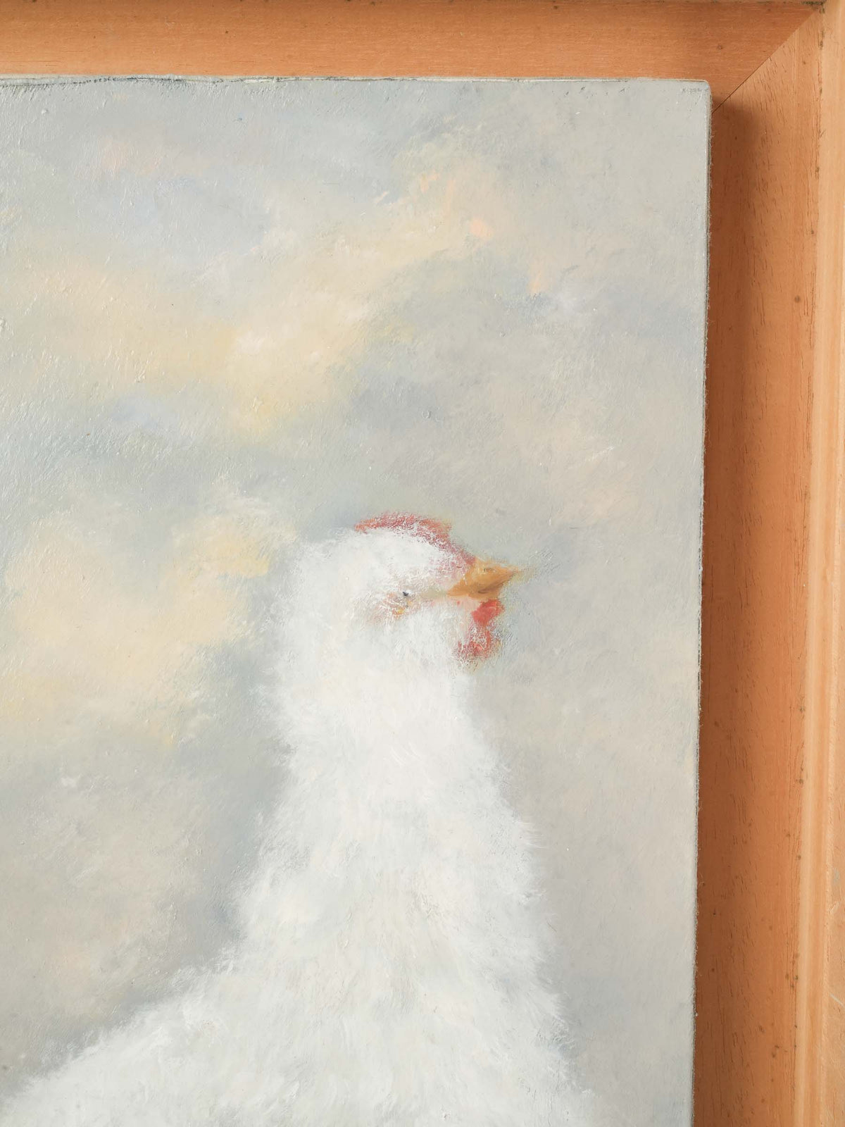 Contemporary Oil Painting of a White Hen by Karibou - 20¾" x 13¾"