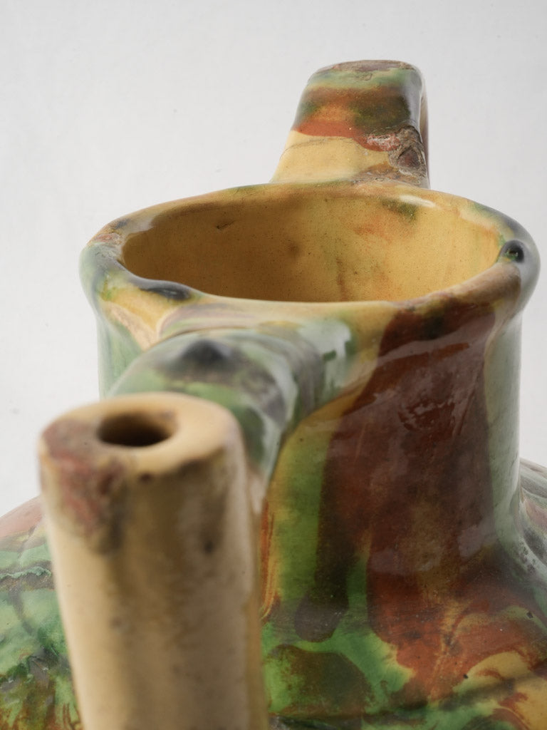 Late 19th-Century Languedoc Water Pitcher W/ Colorful Glaze - 9¾"