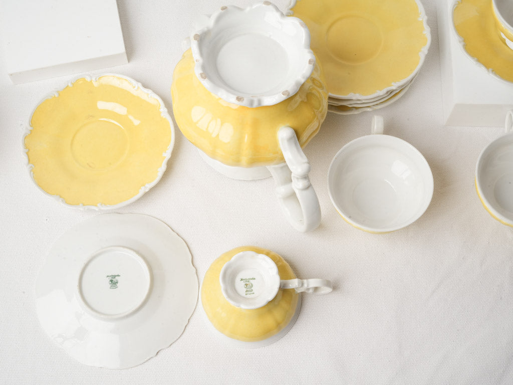 Cheerful Mid-20th Century Yellow Porcelain Tea Service for Six