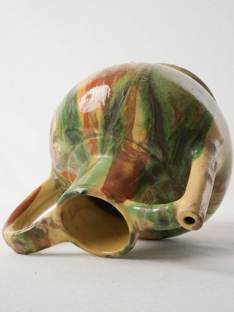 Late 19th-Century Languedoc Water Pitcher W/ Colorful Glaze - 9¾"