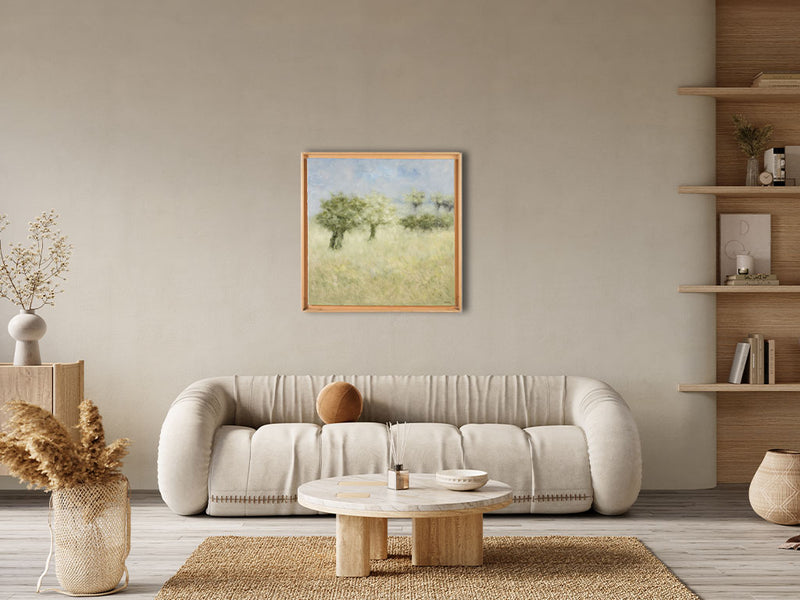 Contemporary landscape painting by Karibou - "Les deux oliviers" 30" x 30"