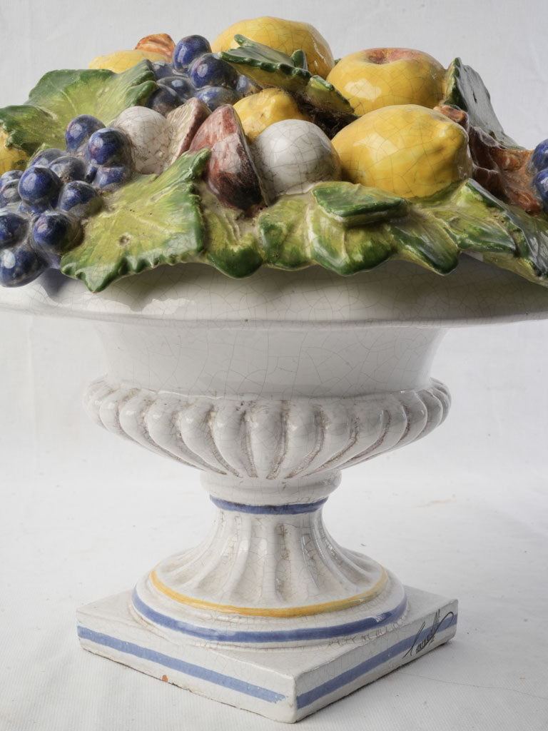 Large Italian Majolica Covered Urn by Ezio Ceccarelli c. 1900 - 13" x 17"