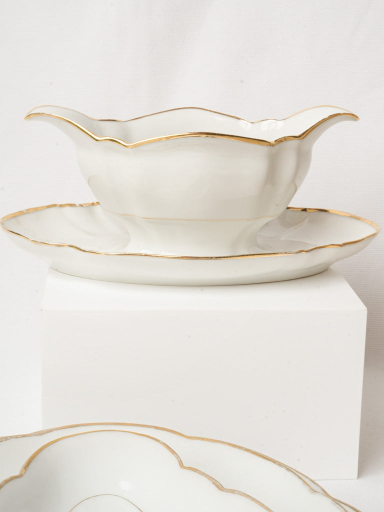 1930s–1950s Art Deco Limoges Porcelain Dinner Service - 21 Pieces