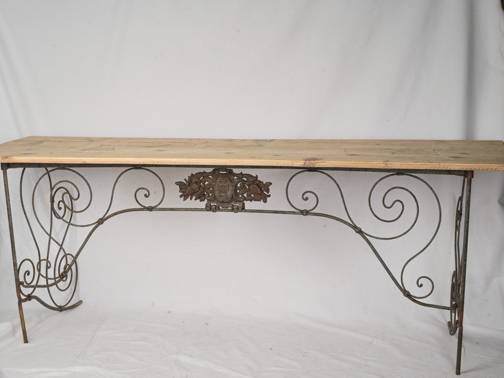 Rustic pine top console table  
