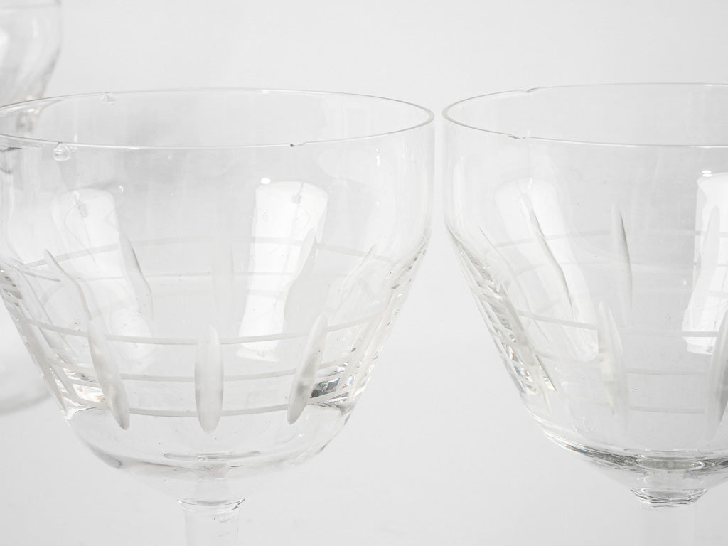 Set of 8 antique French wine glasses