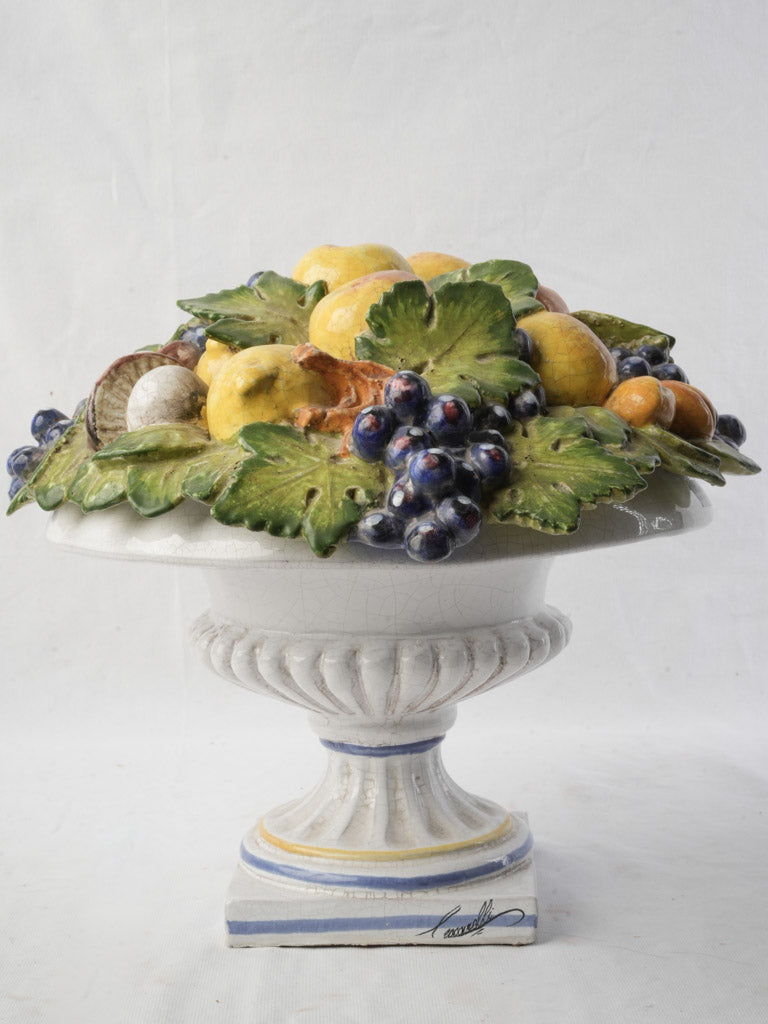 Large Italian Majolica Covered Urn by Ezio Ceccarelli c. 1900 - 13" x 17"