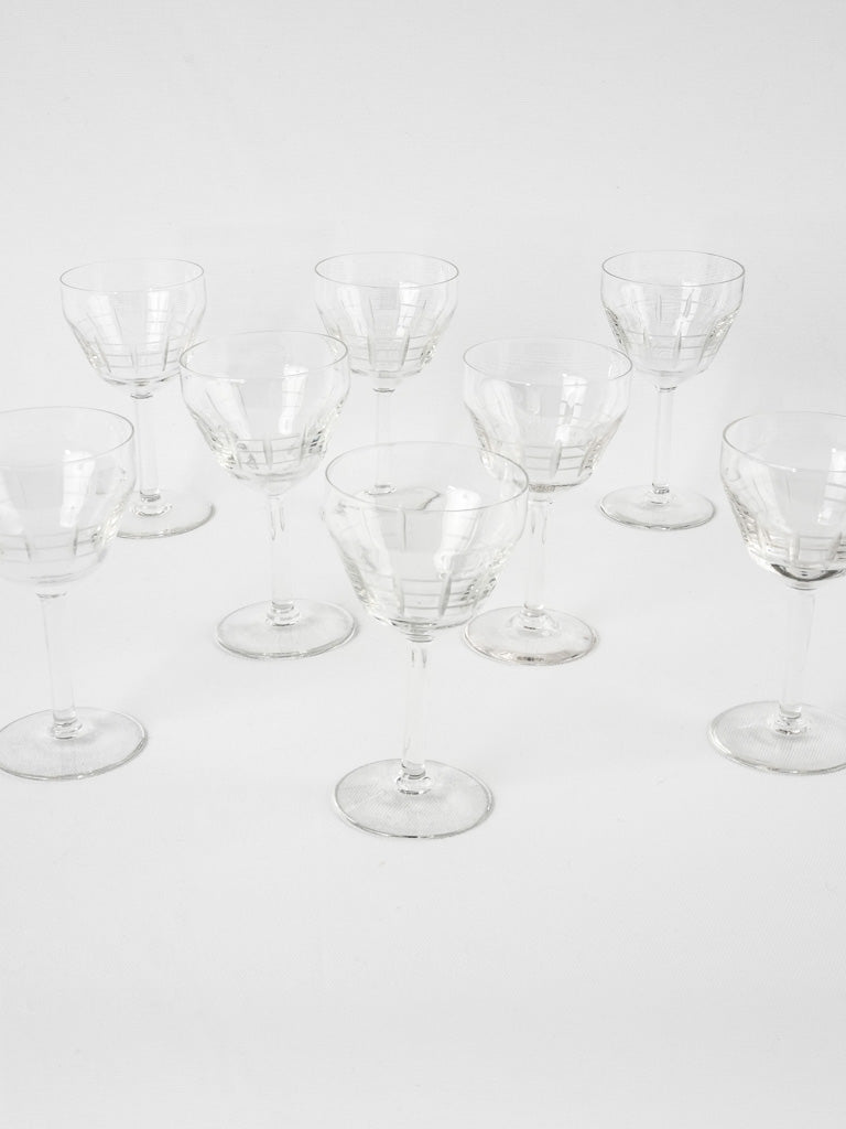 Set of 8 antique French wine glasses
