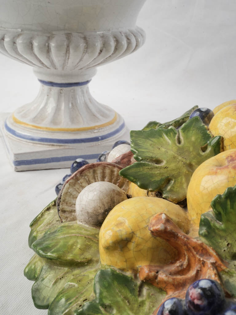 Large Italian Majolica Covered Urn by Ezio Ceccarelli c. 1900 - 13" x 17"