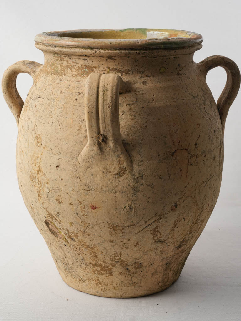 Large 18th-Century Terracotta Jug W/ Partial Green Glaze Around Spout - 17¼"