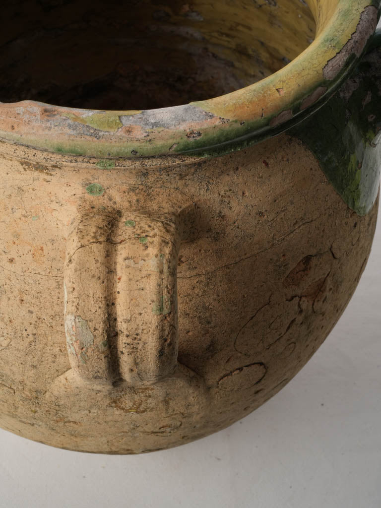 Large 18th-Century Terracotta Jug W/ Partial Green Glaze Around Spout - 17¼"