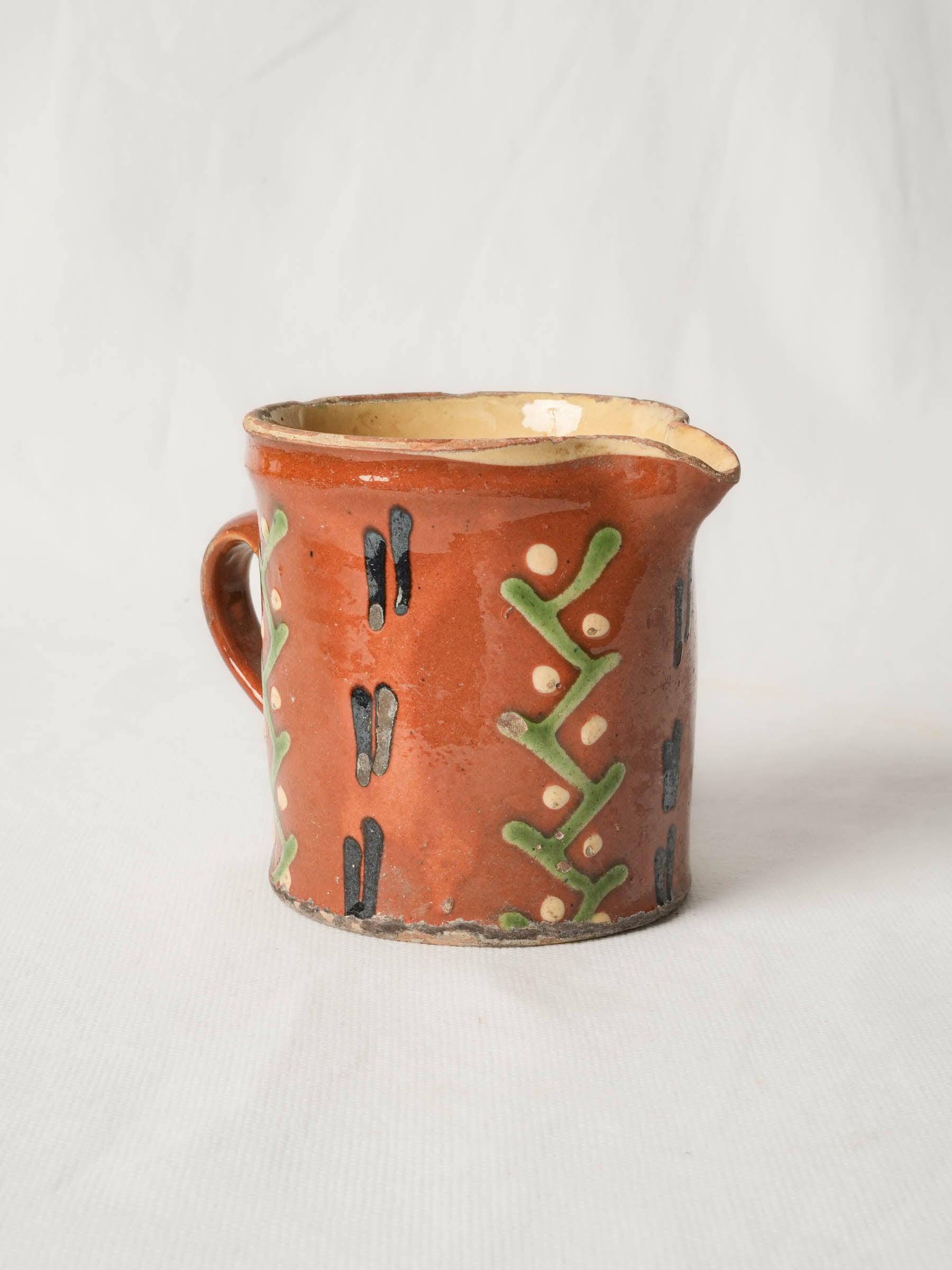Antique Terracotta Pitcher from Savoy with ocher glaze 4¼"