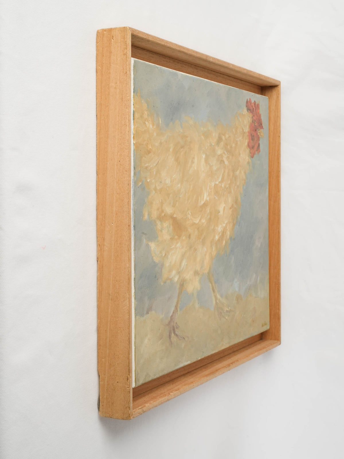 Contemporary Oil Painting of a Striding Buff Hen by Karibou - 17¼" x 20½"